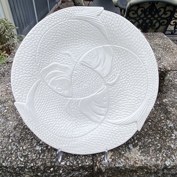 White Fish Plate - Triple Fish 10” - Picture 1 of 8